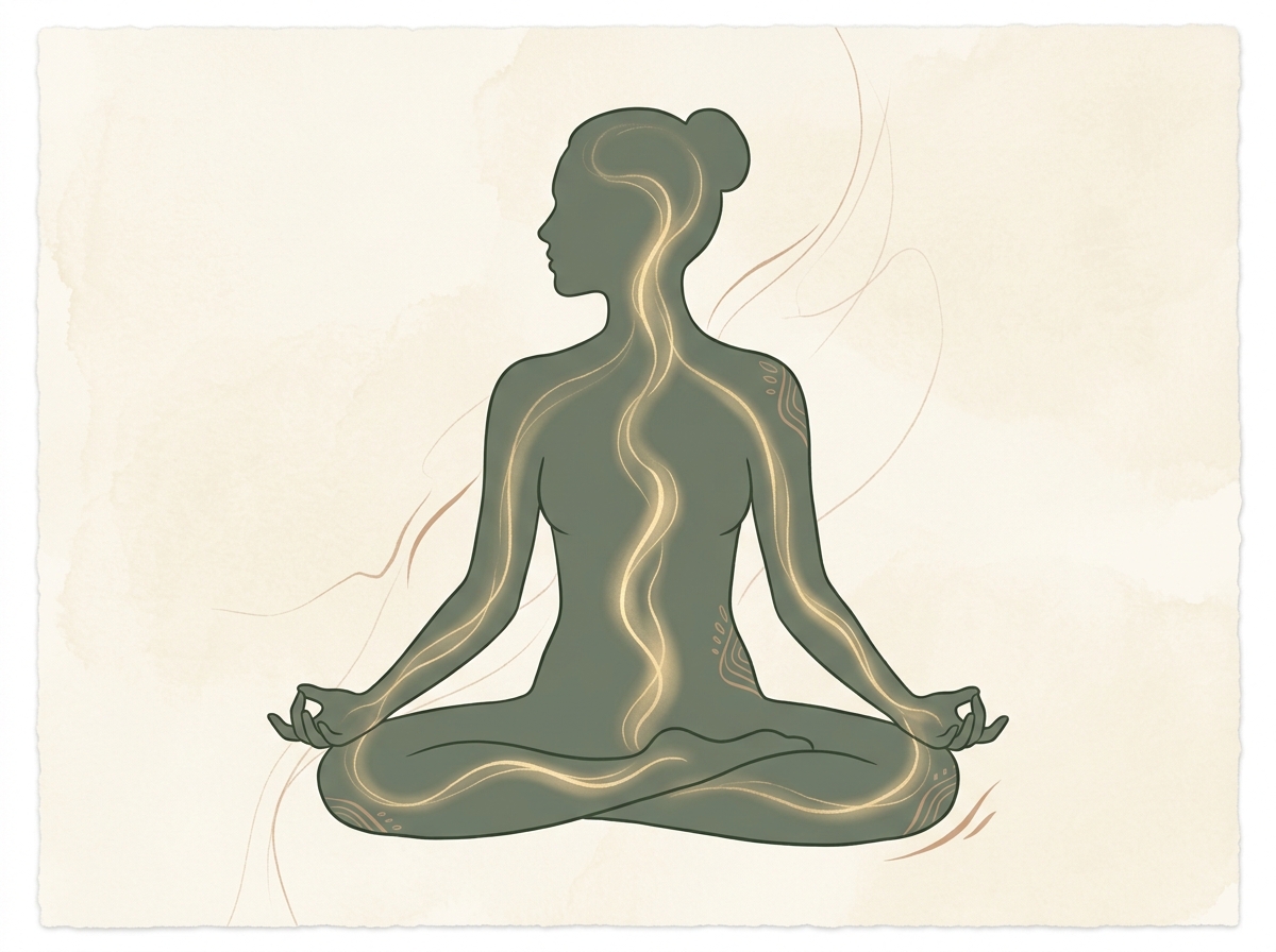 A meditator with prana flowing through, the work that reaches across any distance